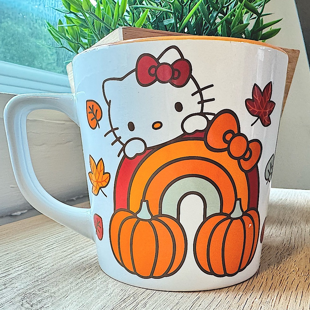 NEW Fall BOO BASKET pumpkin rainbow hello kitty Coffee tea mug DECOR KITCHEN